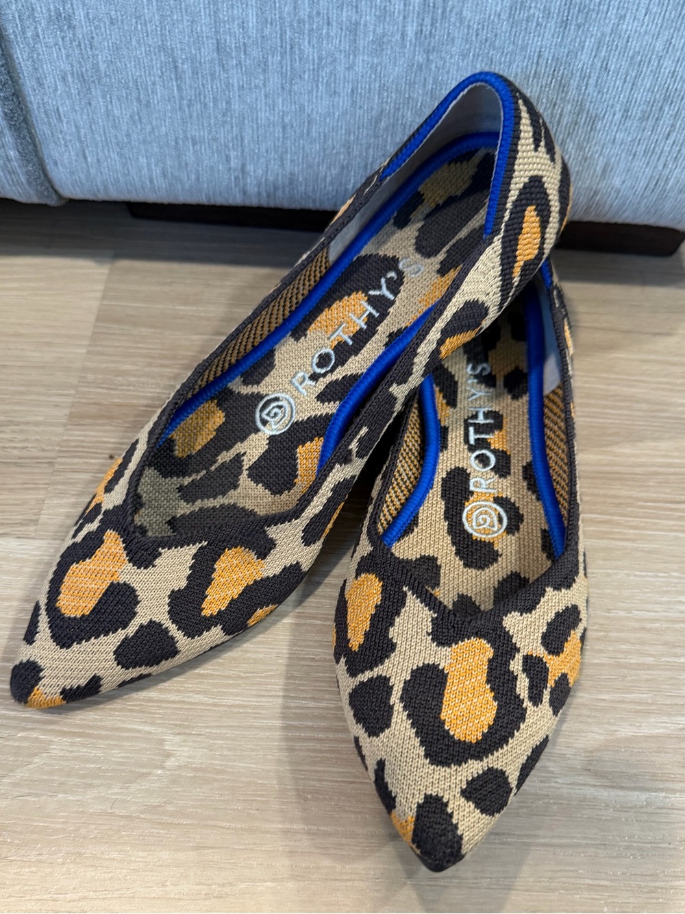 Rothy’s Women's Leopard-Print Pointed Toe Flats - Tan/Black/Gold